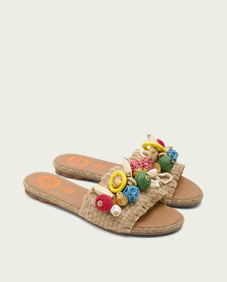 SANDALIA PLANA PIEL YUTE MULTICOLOR ANNA