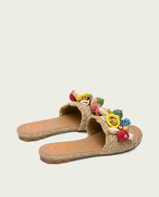 SANDALIA PLANA PIEL YUTE MULTICOLOR ANNA