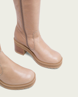 BOTAS DE TACÓN TAUPE CON CREMALLERA RIVA