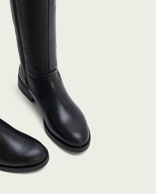 BOTAS ALTAS DE PIEL NEGRA CON CREMALLERA ELBA