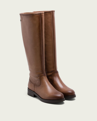 BOTAS ALTAS DE PIEL TAUPE CON CREMALLERA ELBA