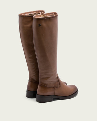 BOTAS ALTAS DE PIEL TAUPE CON CREMALLERA ELBA