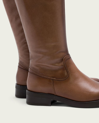 BOTAS ALTAS DE PIEL TAUPE CON CREMALLERA ELBA