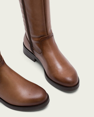 BOTAS ALTAS DE PIEL TAUPE CON CREMALLERA ELBA