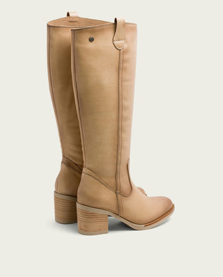 BOTAS DE PIEL CAMEL CON CREMALLERA JEMMA