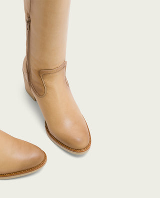 BOTAS DE PIEL CAMEL CON CREMALLERA JEMMA