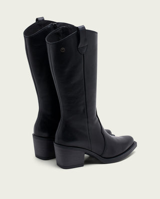 BOTAS COWBOY DE PIEL NEGRA CON CREMALLERA HELGA