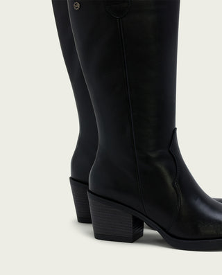 BOTAS COWBOY DE PIEL NEGRA CON CREMALLERA HELGA