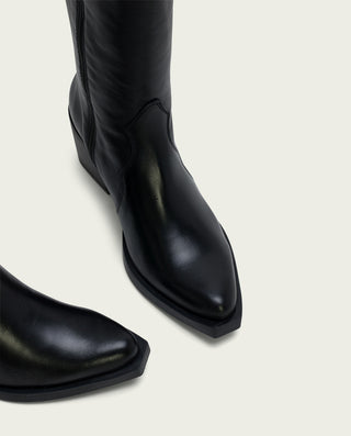 BOTAS COWBOY DE PIEL NEGRA CON CREMALLERA HELGA