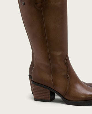 BOTAS COWBOY DE PIEL TAUPE CON CREMALLERA HELGA