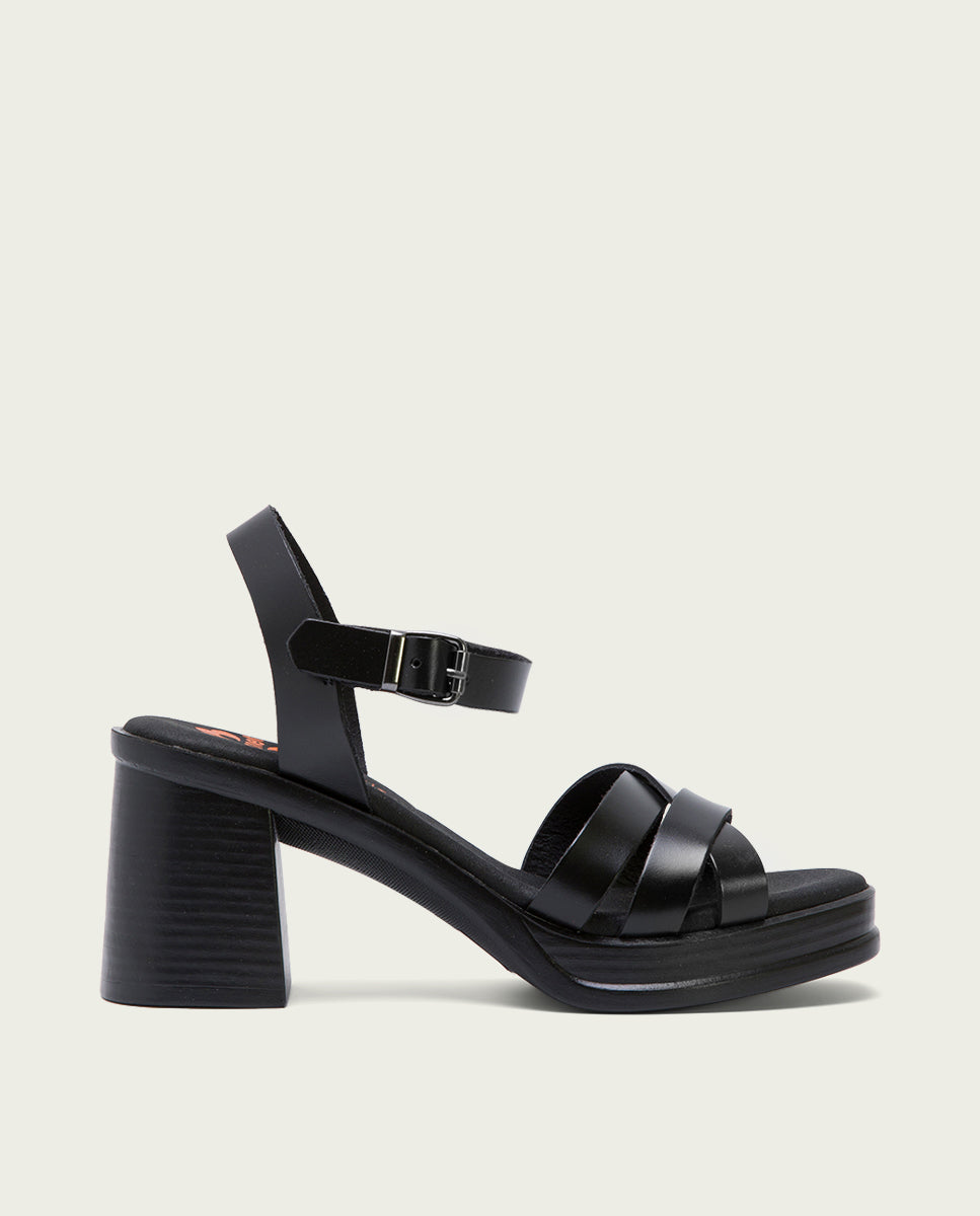 Sandalia tacon medio online negro